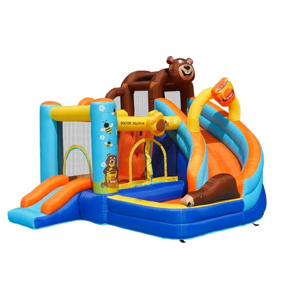 Φουσκωτό Τραμπολίνο Bear Adventure με Διπλή Τσουλήθρα & Τοίχο Αναρρίχησης 336×306×237cm Φουσκωτό Τραμπολίνο Bear Adventure με Διπλή Τσουλήθρα & Τοίχο Αναρρίχησης 336×306×237cm