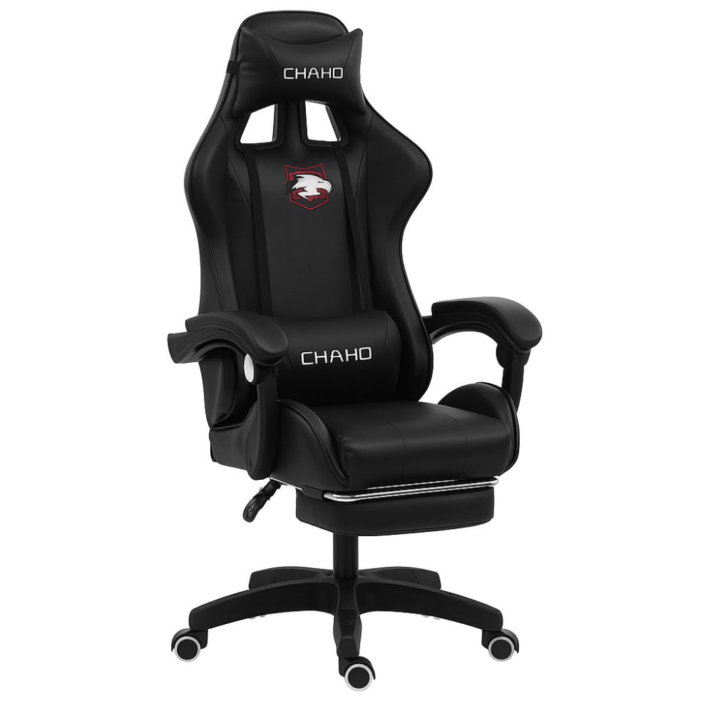 Καρέκλα γραφείου Gaming Δερματίνης με ανάκληση και υποπόδιο Γκρι - Μαύρο GMC-BLACK