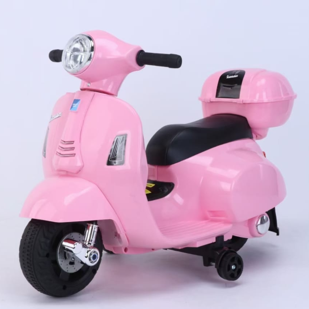 Ηλεκτροκίνητη Μηχανή Vespa  με , Φώτα LED, Μουσική και Μπαγκαζιέρα Licensed original 6V Ρόζ XGZ601-PINK