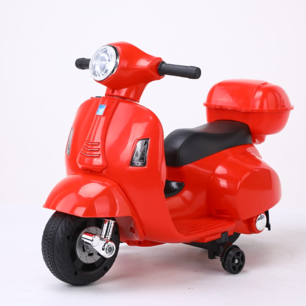 Ηλεκτροκίνητη Μηχανή Vespa  με , Φώτα LED, Μουσική και Μπαγκαζιέρα Licensed original 6V Κόκκινη XGZ601-RED