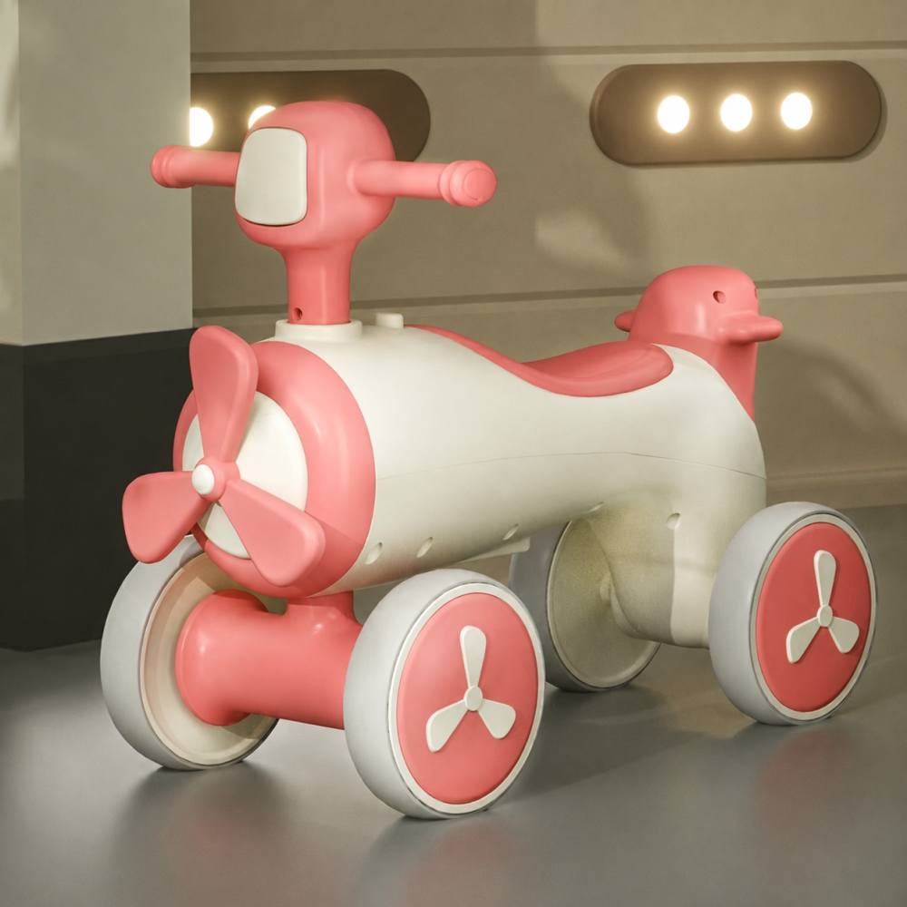 Περπατούρα Αεροπλανάκι με Φώτα και Μουσική Ροζ 908-PINK