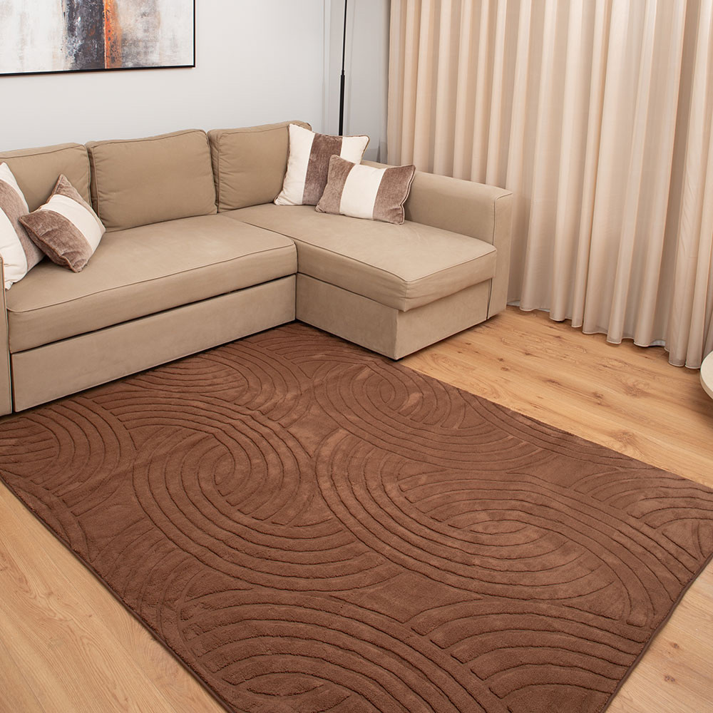 Γούνινο Χαλί Ανάγλυφο "COZY' Μονόχρωμο Καφέ 160x210cm MSC-004-BR-160