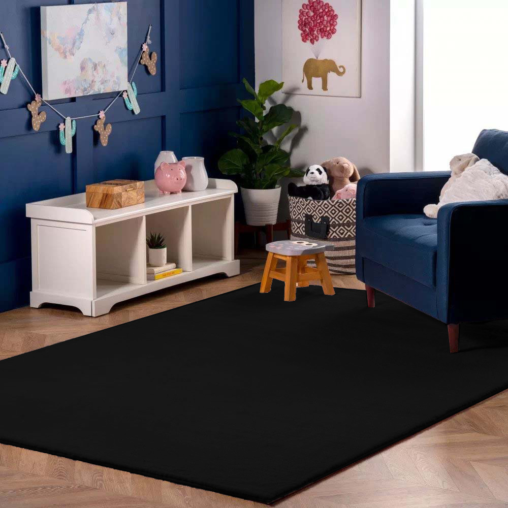 Γούνινο Χαλί Rabbit Μονόχρωμο Μαύρο RBTBL - 160X210CM