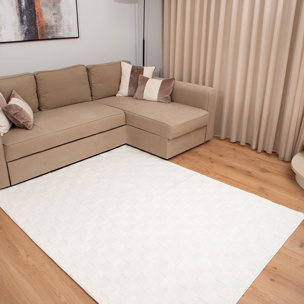 Γούνινο Χαλί Ανάγλυφο "COZY' Μονόχρωμο Λευκό 120x160cm MSC-002-WH-120 Γούνινο Χαλί Ανάγλυφο "COZY' Μονόχρωμο Λευκό 120x160cm MSC-002-WH-120
