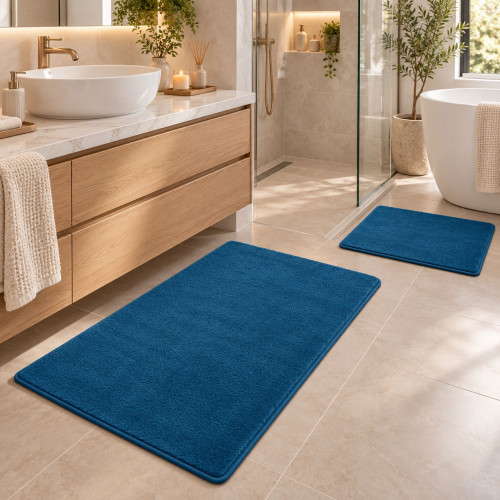 Σετ 2τμχ πατάκια Shaggy Soft Touch Μονόχρωμα (50x80cm & 50x40cm) J03-BLUE-PAT