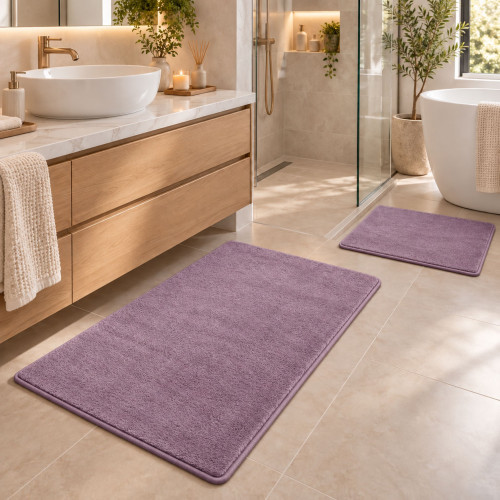Σετ 2τμχ πατάκια Shaggy Soft Touch Μονόχρωμα Γκρι (50x80cm & 50x40cm) J03-GRAYISHPURPLE-PAT