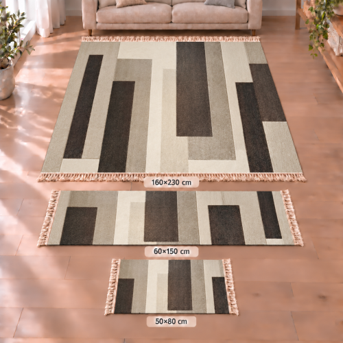 Σετ Χαλιών 3τμχ Flat Velvet με Κρόσια και Σχέδιο (160x230, 60x150, 50x80) WK003-SET