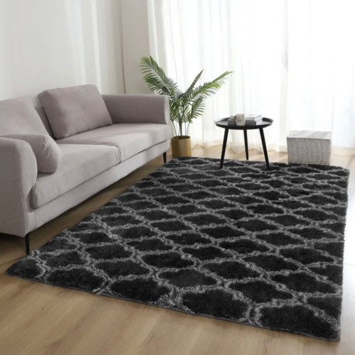 Χαλί Γούνινο Shaggy Ελαφρού Τύπου Αντιολισθητικό Μαύρο 160x230cm SF-BL-160