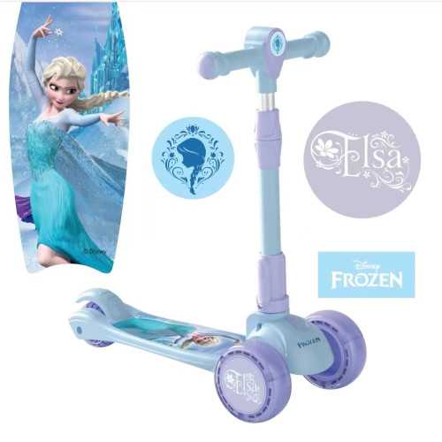Παιδικό Πατίνι 3 Τροχών Frozen Elsa 3-6 Ετών με φώτα, μουσική και Ρυθμιζόμενο Τιμόνι Μπλε-Μωβ 103A-BLUE