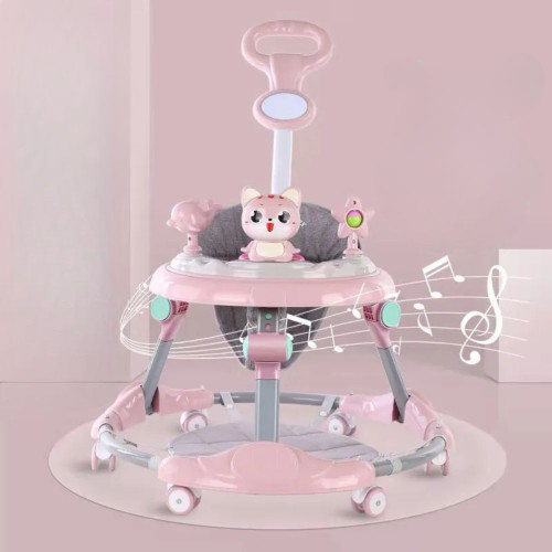 Βρεφική Περπατούρα 3 σε 1 Σχέδιο Κουνελάκι - Με Χειρολαβή Γονέα | Για Παιδιά 6+ Μηνών έως 3 Ετών Ροζ 509-PINK