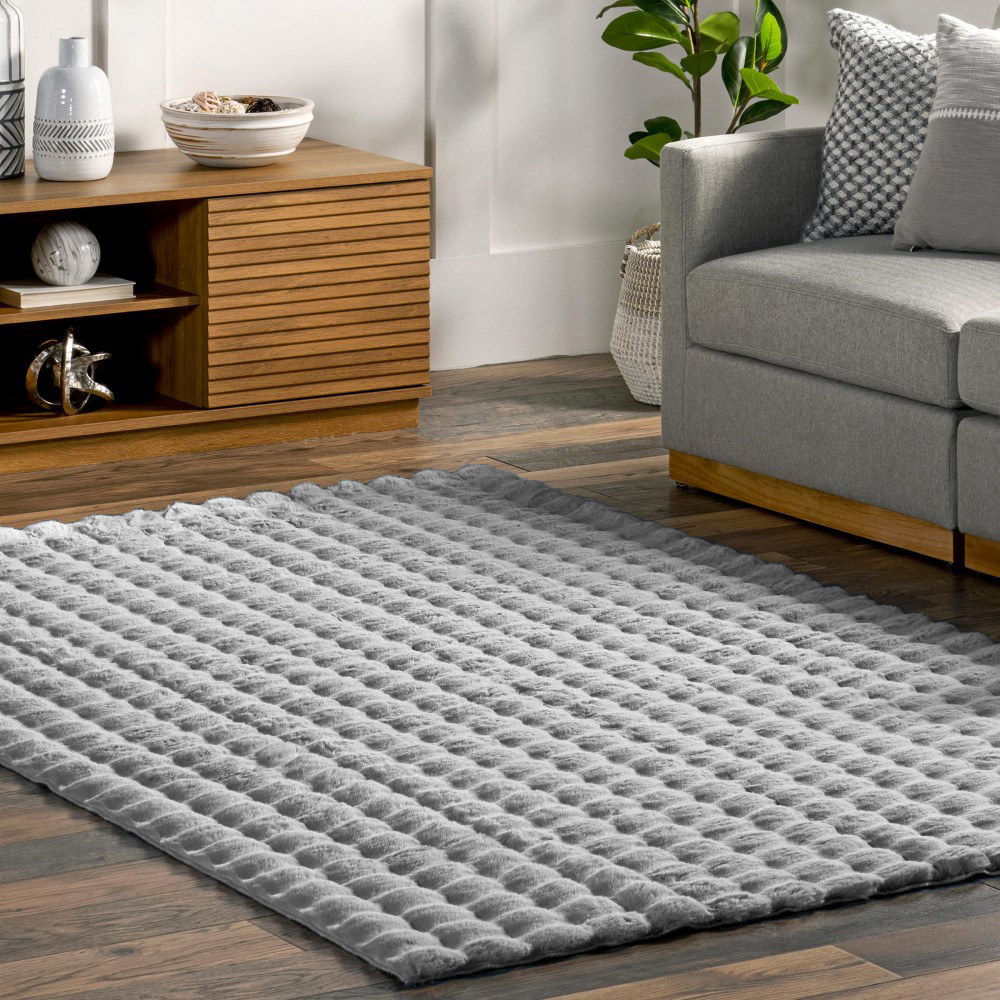 Γούνινο Χαλί Rabbit Bubble Μονόχρωμο Γκρί RBTBU-GR - 200X250CM