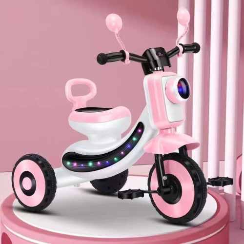 Ποδηλατάκι Τρίκυκλο Μηχανή με φώτα και μουσική ΡΟΖ LY-16-PINK