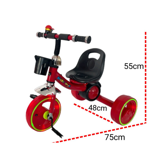Ποδηλατάκι Μεταλλικό Τρίκυκλο με φώτα και μουσική Κόκκινο LY-9-RED