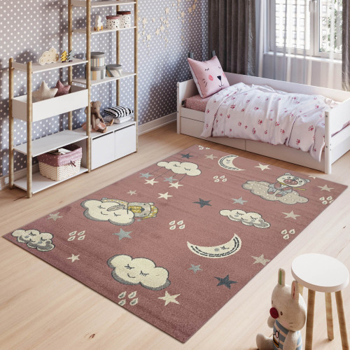 Παιδικό Χαλί Συννεφάκια Ροζ C6370-pink - 80X150