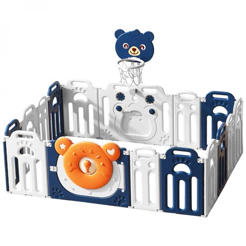 163x203x61cm Πλαστικός Φράχτης Παιχνιδιού Captain Bear με Μπασκέτα Μπλε QD087-BLU